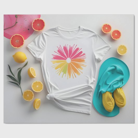 さわやかなレモン&ローズ ラッピングペーパー (フラット)