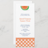 さわやかな夏のピクニック 赤いギンガムチェックの屋外イベント 招待状 (正面/裏面)