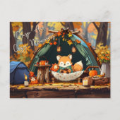 さわやかな空気 心地よい思い出 紅葉 キャンプ 狐 ポストカード (正面)