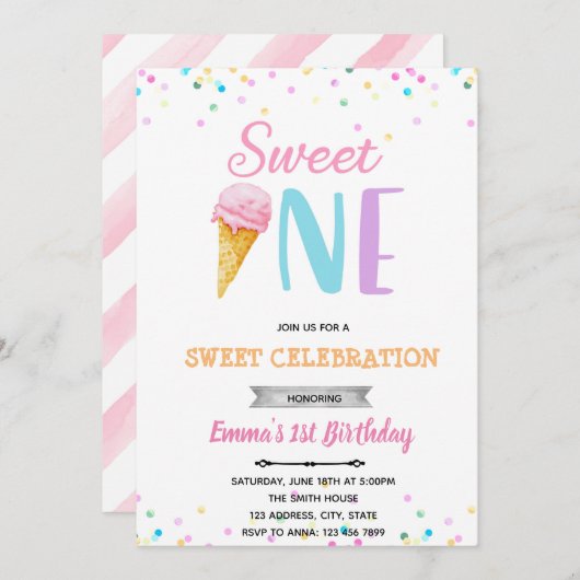 さわやかなONEアイスクリームのお誘い 招待状 (正面/裏面)