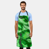 ざらざらしたメタリックグリーンダンズスケッチ エプロン (着用した状態)