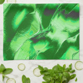 ざらざらしたメタリックグリーンダンズスケッチ キッチンタオル (折り畳み)