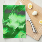 ざらざらしたメタリックグリーンダンズスケッチ キッチンタオル (四つ折り)