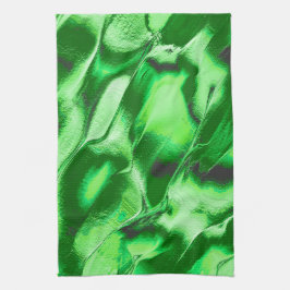 ざらざらしたメタリックグリーンダンズスケッチ キッチンタオル