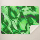 ざらざらしたメタリックグリーンダンズスケッチ シェルパブランケット (正面(横))