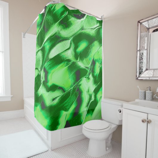 ざらざらしたメタリックグリーンダンズスケッチ シャワーカーテン (インサイチュ)