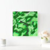 ざらざらしたメタリックグリーンダンズスケッチ スクエア壁時計 (ホーム)