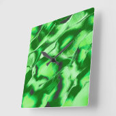 ざらざらしたメタリックグリーンダンズスケッチ スクエア壁時計 (傾斜)