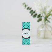 しおりの名刺のターコイズの水玉模様 スキニー名刺 (スタンド正面)