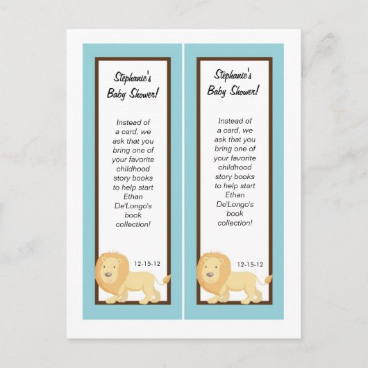 しおり青いジャングルライオン インビテーションポストカード (正面)