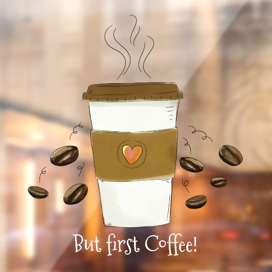 しかおもしろいし、最初のコーヒー豆のコーヒーカップに行く ウィンドウサイン (シート2)