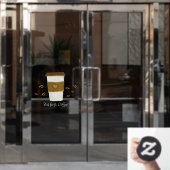 しかおもしろいし、最初のコーヒー豆のコーヒーカップに行く ウィンドウサイン (オフィスドア)