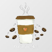 しかおもしろいし、最初のコーヒー豆のコーヒーカップに行く ウィンドウサイン (シート)