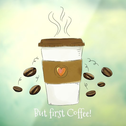 しかおもしろいし、最初のコーヒー豆のコーヒーカップに行く ウィンドウサイン (シート3)