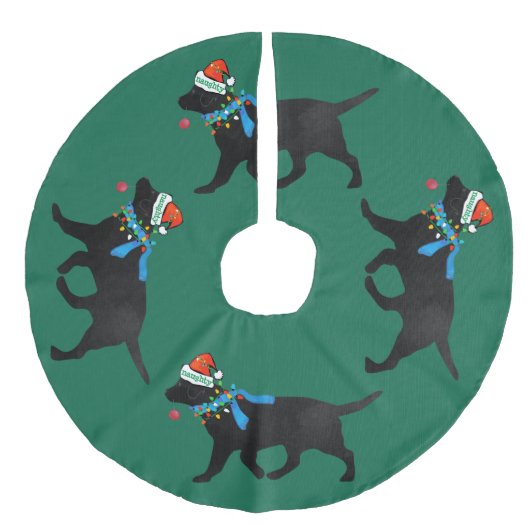 しかしいけなニースブラックラブラドールクリスマス フェイクリネンツリースカート (正面)