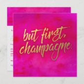 しかしファーストシャンパン招待状パールきらめく紙 招待状 (正面/裏面)