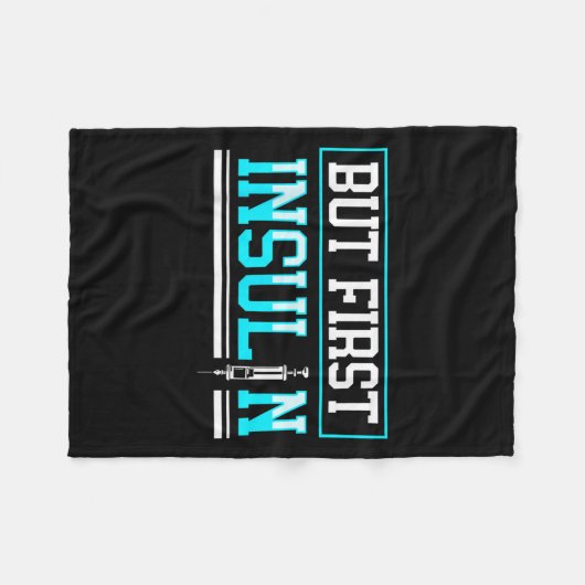 しかし最初のインスリンおもしろい糖尿病認識度 フリースブランケット (正面(横))