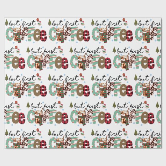 しかし最初のコーヒーは陽気なクリスマス ラッピングペーパー (フラット)