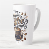 しかし最初のコーヒーアート – スタイリッシュ金ゴールドデザイン カフェラテマグ (右アングル)