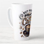 しかし最初のコーヒーアート – スタイリッシュ金ゴールドデザイン カフェラテマグ (左アングル)