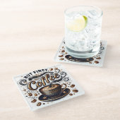 しかし最初のコーヒーアート – スタイリッシュ金ゴールドデザイン ガラスコースター (アングル)