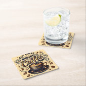 しかし最初のコーヒーアート – スタイリッシュ金ゴールドデザイン スクエアペーパーコースター (インサイチュ)