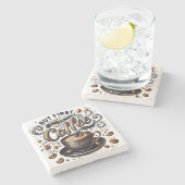 しかし最初のコーヒーアート – スタイリッシュ金ゴールドデザイン ストーンコースター (横)