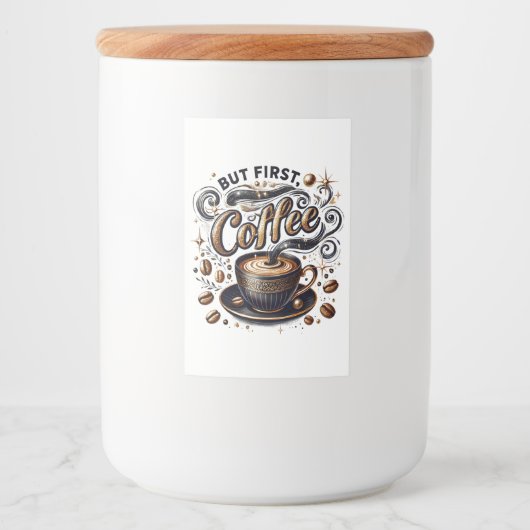 しかし最初のコーヒーアート – スタイリッシュ金ゴールドデザイン フードラベル (正面)