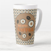 しかし最初のコーヒー霜の付いたドーナツ茶色 カフェラテマグ (右アングル)