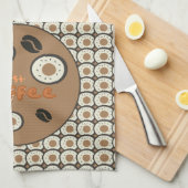 しかし最初のコーヒー霜の付いたドーナツ茶色 キッチンタオル (四つ折り)