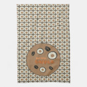 しかし最初のコーヒー霜の付いたドーナツ茶色 キッチンタオル (縦)