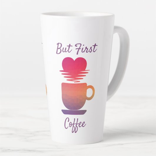 しかし最初のコーヒー |朝の日の出コーヒー好き カフェラテマグ (右アングル)