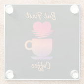 しかし最初のコーヒー |朝の日の出コーヒー好き ガラスコースター (裏面)