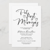 しかし最初のミモサスモミニマルブライダルシャワー 招待状 (正面/裏面)