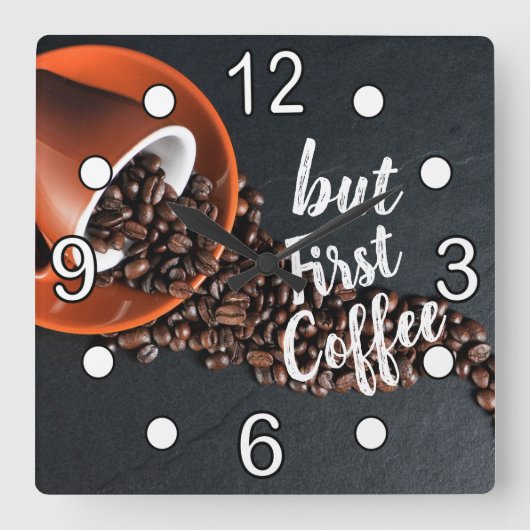 しかし最初コーヒー スクエア壁時計 (正面)