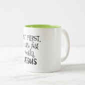 しかし、まず、イエス様との小さな話引用文 ツートーンマグカップ (正面右)