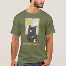 しかし、まず、コーヒーの開かない猫がジャワを注ぐ Tシャツ