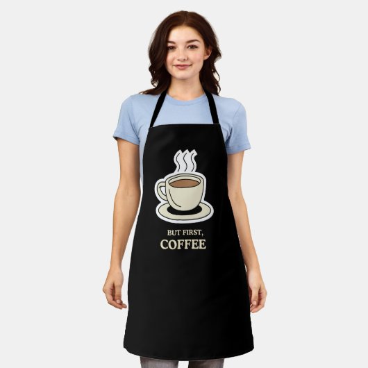 しかし、まず、コーヒーコおもしろいーヒー愛好家 エプロン (着用した状態)