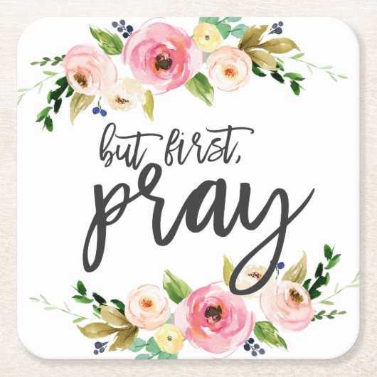 しかし、まず、祈フローラ祈りの言葉ボホフローラ スクエアペーパーコースター (正面)