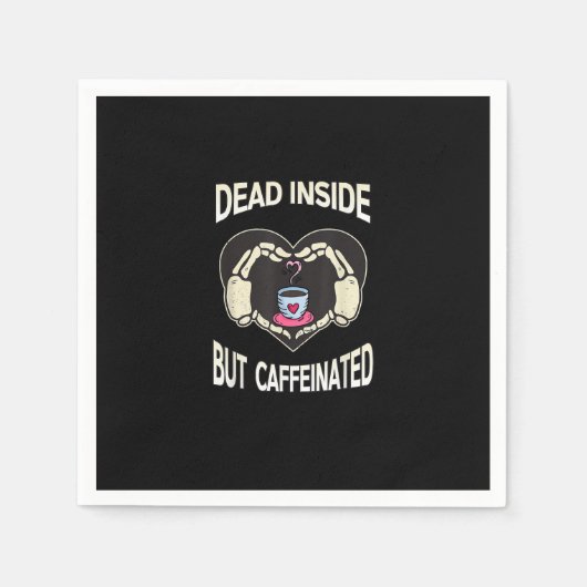 しかし、カフェイン入りコーヒー骨格の手のハート スタンダードカクテルナプキン (正面)