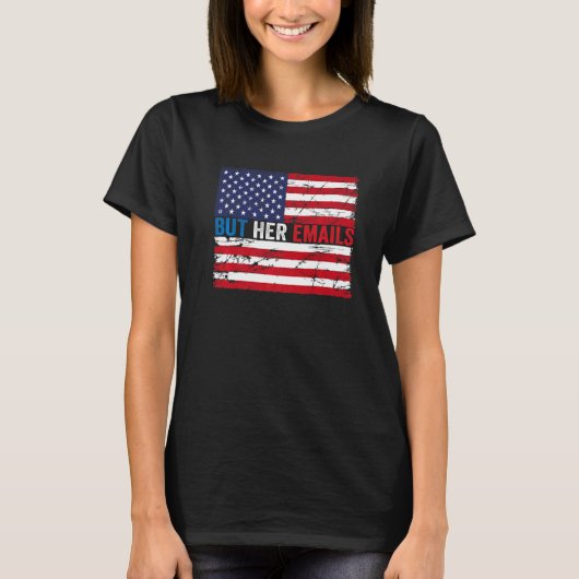 しかし、彼女の電子メール米国国旗の迷彩3 Tシャツ (正面)