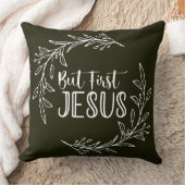 しかし、最初のイエス"20x20"ダークグリーン装飾用クッション クッション (ブランケット)