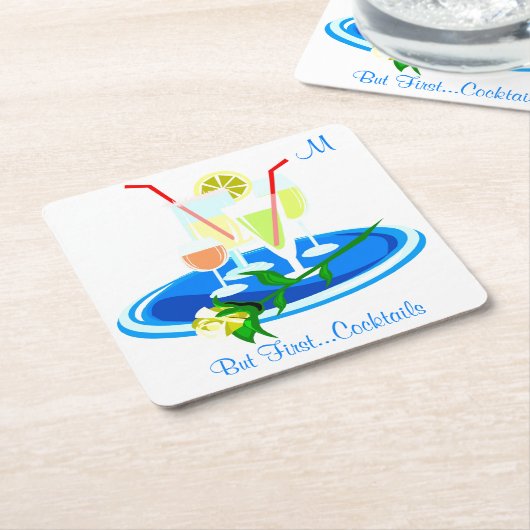 しかし、最初のカクテルを飲む引用文おもしろいユーモア スクエアペーパーコースター (アングル)
