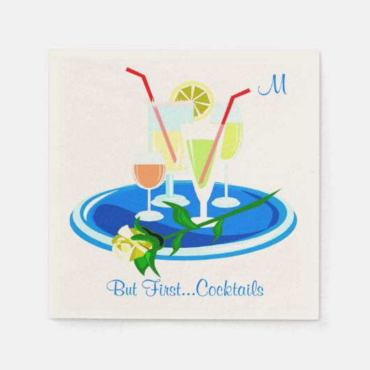 しかし、最初のカクテルを飲む引用文おもしろいユーモア スタンダードカクテルナプキン (正面)