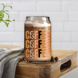 しかし、最初のコーヒーピンクのヒョウのプリント ガラス缶