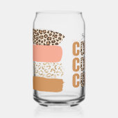 しかし、最初のコーヒーピンクのヒョウのプリント ガラス缶 (正面)