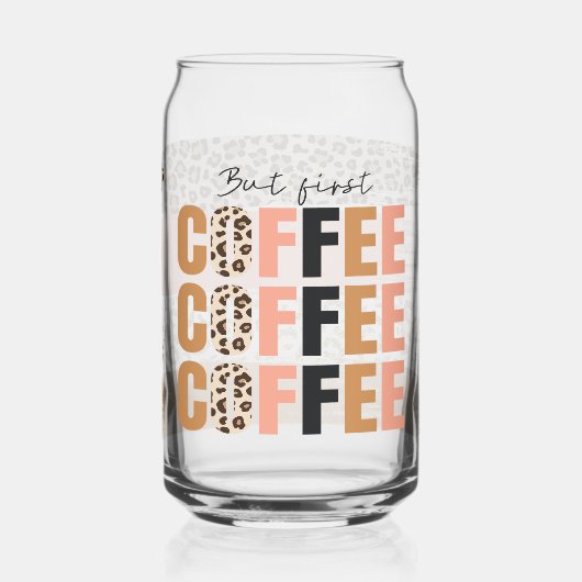 しかし、最初のコーヒーピンクのヒョウのプリント ガラス缶 (左)