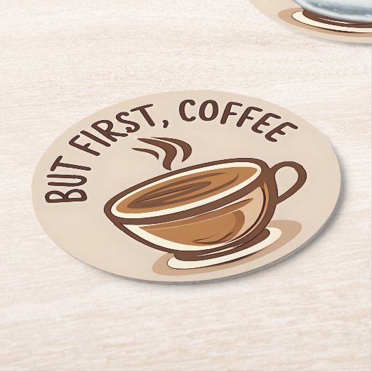 しかし、最初のコーヒー愛好家のコースター ラウンドペーパーコースター (アングル)