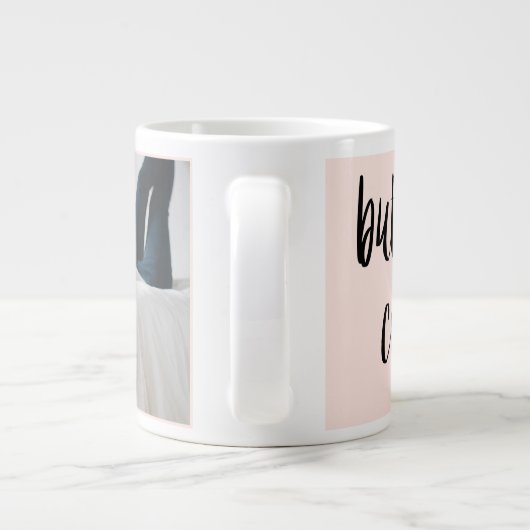 しかし、最初のコーヒー赤面の写真と名前を追加 ジャンボコーヒーマグカップ (裏面)