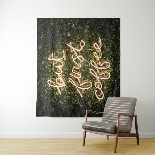 しかし、最初のコーヒー、ネオンライト引用文ことわざ タペストリー (インサイチュ)